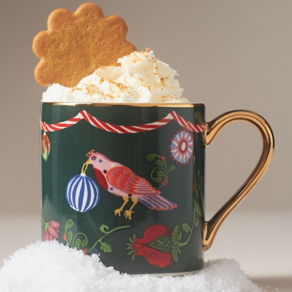 New Anthropologie juniper stoneware Christmas mug - Picture 1 of 4